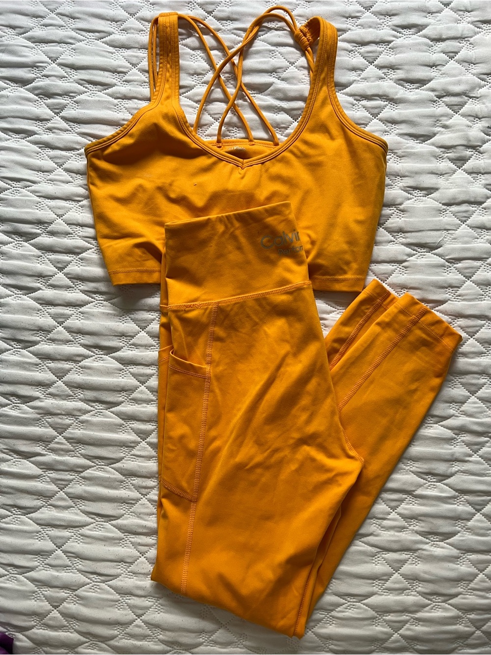 Calvin Klein Performance Yellow Strappy Sports Bra